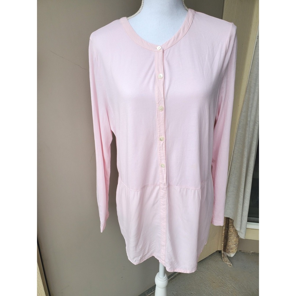 J Jill Henley Shirt Womens Large Pastel Pink Feminine Soft Girl Twee Tunic Top